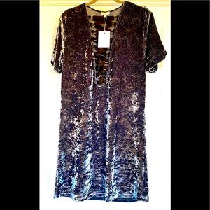 NWT Solaris Style Gray Velvet Short Sleeve Mini Dress